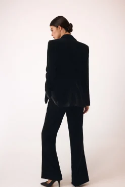 Pedro del Hierro Blazers-Blazer de veludo e cetim Preto