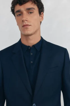 Pedro del Hierro Blazers|Blazers-Blazer estilo olho de pássaro com dois elásticos e corte slim Azul
