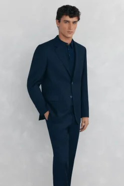 Pedro del Hierro Blazers|Blazers-Blazer estilo olho de pássaro com dois elásticos e corte slim Azul