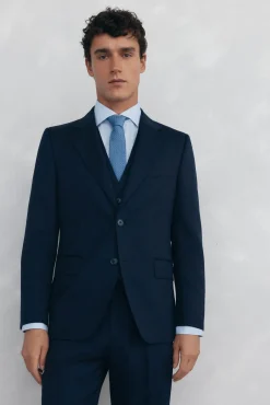 Pedro del Hierro Blazers|Blazers-Blazer estruturado com costas azuis e corte sob medida Azul
