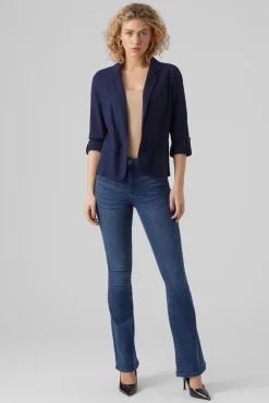 Vero Moda Blazers-Blazer feminino aberto com lapela Azul