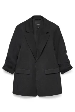 Vero Moda Blazers-Blazer feminino com corte reto e glitter Preto