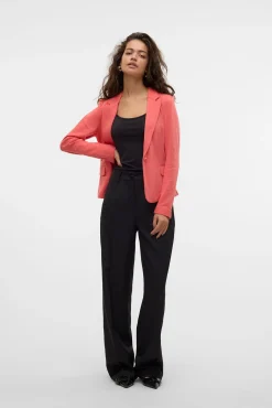 Vero Moda Blazers-Blazer feminino de manga comprida com bolsos Vermelho