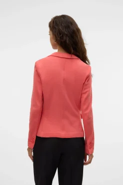 Vero Moda Blazers-Blazer feminino de manga comprida com bolsos Vermelho