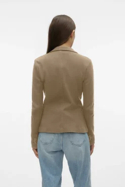 Vero Moda Blazers-Blazer feminino de manga comprida com bolsos Castanho