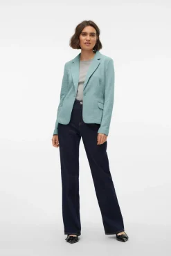 Vero Moda Blazers-Blazer feminino de manga comprida com bolsos Azul