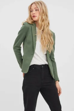 Vero Moda Blazers-Blazer feminino de manga comprida com bolsos Verde