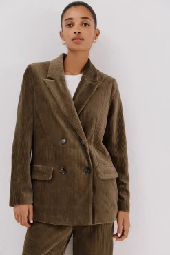 Cortefiel Fatos|Blazers-Blazer feminino de veludo Verde