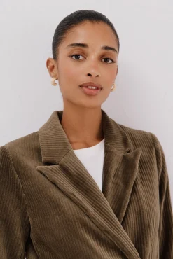 Cortefiel Fatos|Blazers-Blazer feminino de veludo Verde