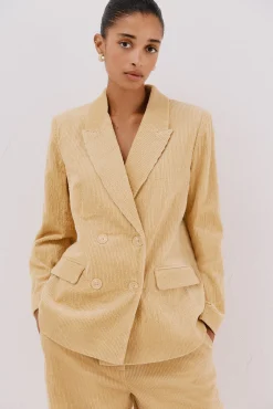 Cortefiel Fatos|Blazers-Blazer feminino de veludo Dourado