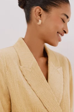 Cortefiel Fatos|Blazers-Blazer feminino de veludo Dourado