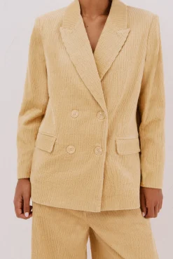 Cortefiel Fatos|Blazers-Blazer feminino de veludo Dourado