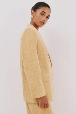 Cortefiel Fatos|Blazers-Blazer feminino de veludo Dourado