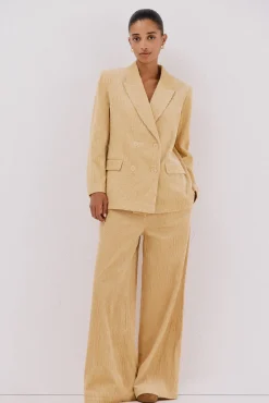 Cortefiel Fatos|Blazers-Blazer feminino de veludo Dourado