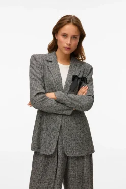 Vero Moda Fatos|Blazers-Blazer longo com efeito marmorizado Cinzento