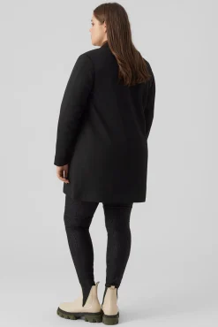 Vero Moda Curve Blazers-Blazer manga comprida com bolsos plus size Preto