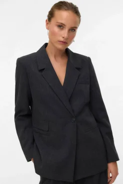 Vero Moda Fatos|Blazers-Blazer regular com efeito mesclado Cinzento