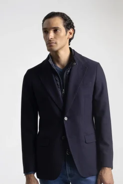PuroEGO Blazers|Blazers-Blazer slim com gola removível Azul