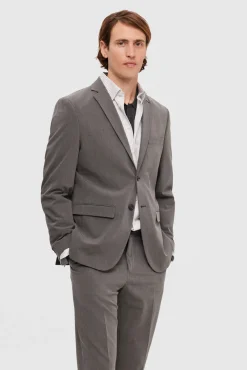 Selected Blazers|Blazers-Blazer slim fit com bolsos. Cinzento