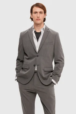 Selected Blazers|Blazers-Blazer slim fit com bolsos. Cinzento