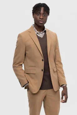 Selected Blazers|Blazers-Blazer Slim Fit com lã Castanho