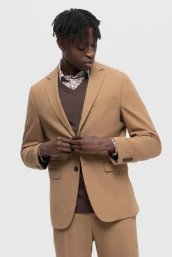 Selected Blazers|Blazers-Blazer Slim Fit com lã Castanho