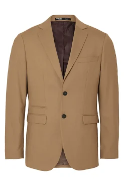 Selected Blazers|Blazers-Blazer Slim Fit com lã Castanho