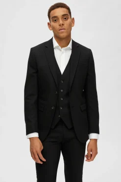 Selected Blazers|Blazers-Blazer Slim Fit com lã Preto