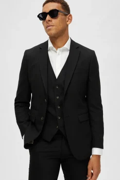 Selected Blazers|Blazers-Blazer Slim Fit com lã Preto