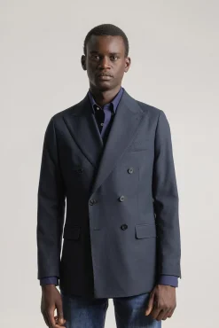 PuroEGO Blazers|Blazers-Blazer trespassado duplo slim fit Azul