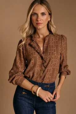 Polín Et Moi Blusas-Blusa Anie com folho Castanho