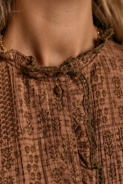 Polín Et Moi Blusas-Blusa Anie com folho Castanho