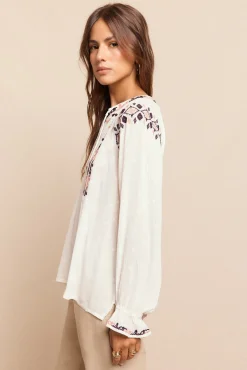 Slowlove Blusas-Blusa bordada Ecru