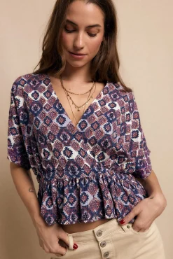 Slowlove Blusas-Blusa bordado estampada Multicolorido