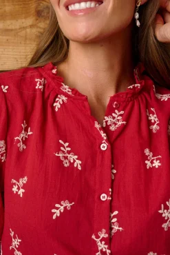Polín Et Moi Blusas-Blusa cereja Tania Vermelho