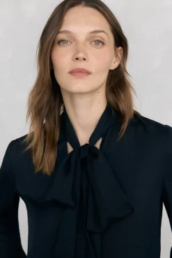 Pedro del Hierro Blusas-Blusa com babados e laçada Preto
