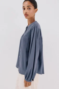 Cortefiel Blusas-Blusa com bordado Azul