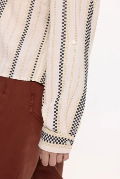 Vila Blusas-Blusa com bordado de algodão Tostado