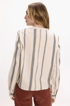 Vila Blusas-Blusa com bordado de algodão Tostado