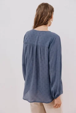 Cortefiel Blusas-Blusa com borlas Azul