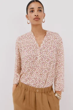 Cortefiel Blusas-Blusa com cintado = entallado frontal Multicolorido