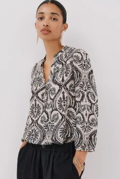 Cortefiel Blusas-Blusa com cintado = entallado frontal Cinzento