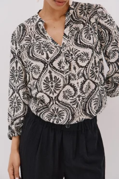 Cortefiel Blusas-Blusa com cintado = entallado frontal Cinzento