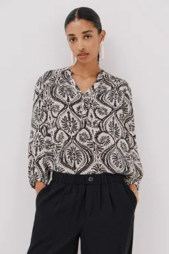 Cortefiel Blusas-Blusa com cintado = entallado frontal Cinzento