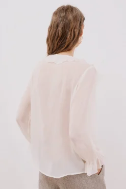 Cortefiel Blusas-Blusa com folho na frente Branco