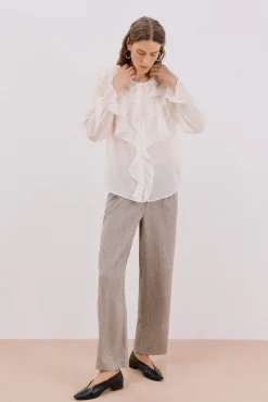 Cortefiel Blusas-Blusa com folho na frente Branco