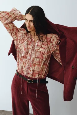 Cortefiel Blusas-Blusa com folho na frente Impress&atilde;o