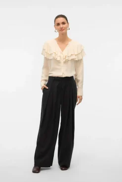 Vero Moda Blusas-Blusa com gola franzida Tostado