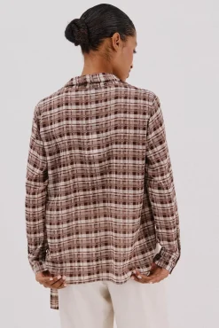 Cortefiel Blusas-Blusa com laço estampa xadrez Multicolorido