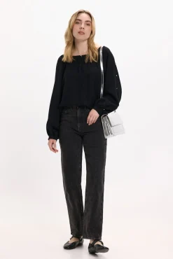 Vila Blusas-Blusa com mangas abotoadas Preto